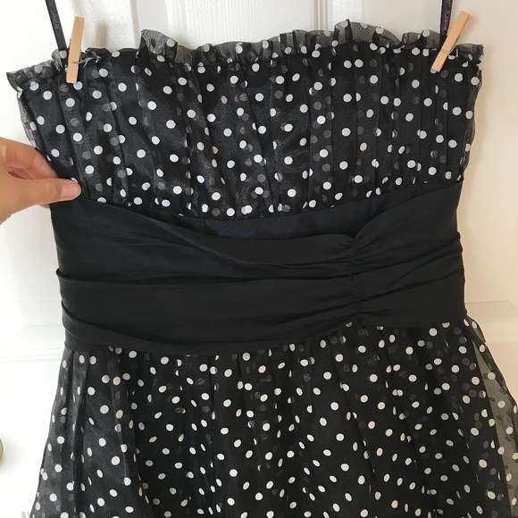 VINTAGE BETSEY JOHNSON Strapless Polka Dot Dress 8 - Picture 2 of 8